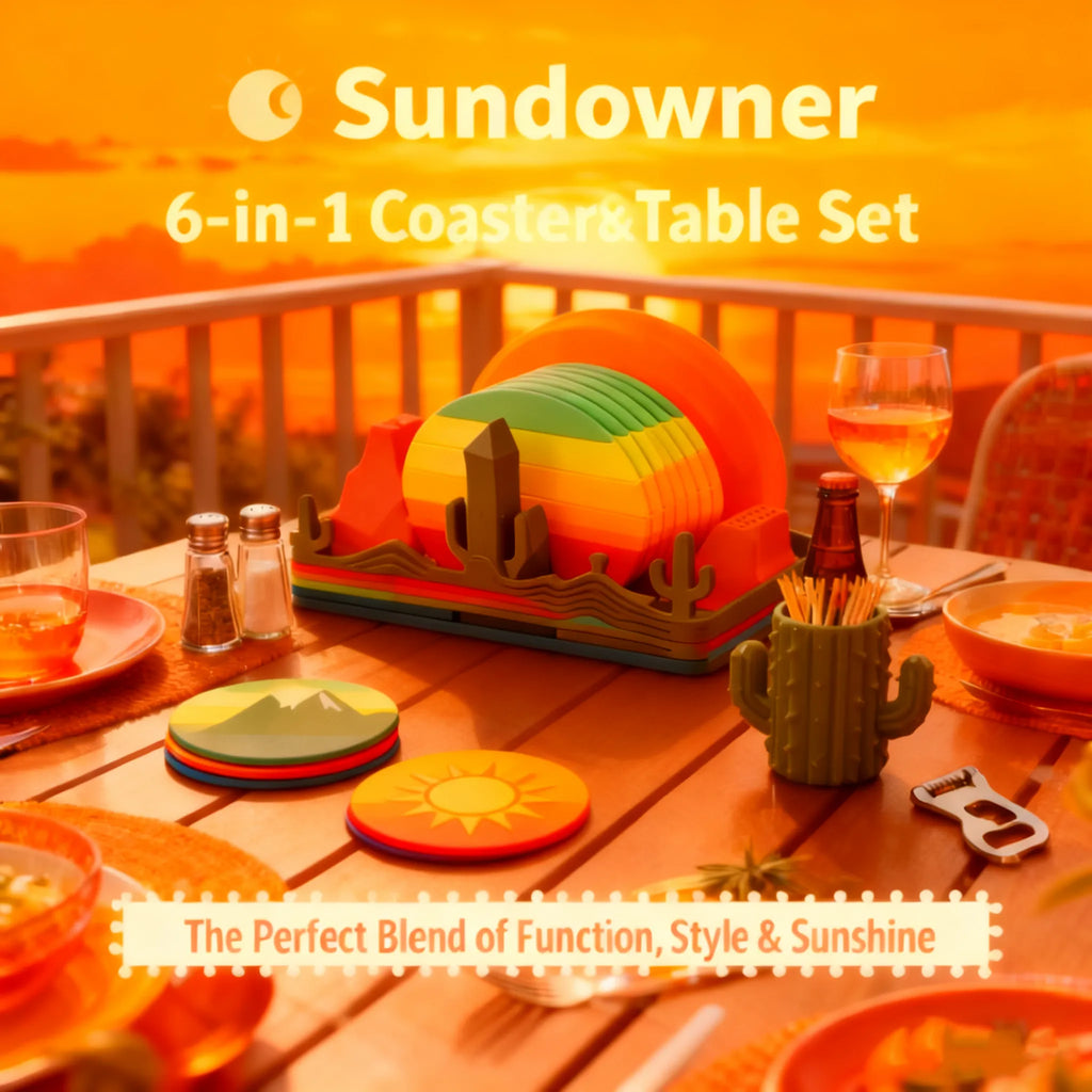 🌅 Sundowner 6-in-1 Coaster & Table Set