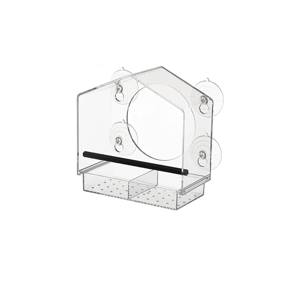 🐦 Acrylic Window Bird Feeder – Clear Bird House with Strong Suction Cups & Removable Seed Tray