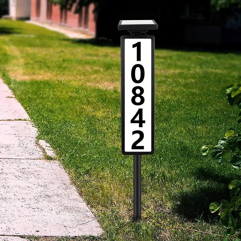 Solar Address Sign Lighted House Number with 2 Light Modes