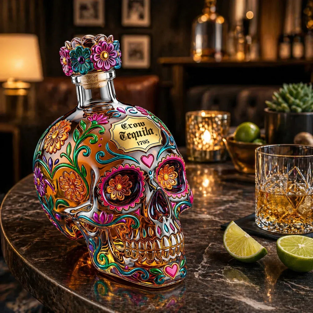 🔥Day of the Dead Limited Edition Tequila Bottle & Goblet – Limited Edition Art Glass