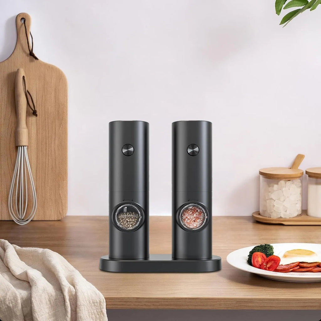 One-Touch Seasoning Masters: Electric Salt and Pepper Mill Set
