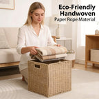 🧺Rustic style handwoven foldable square storage basket