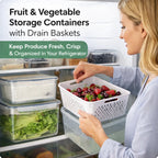 🥬 Fruit & Vegetable Storage Containers with Drain Baskets