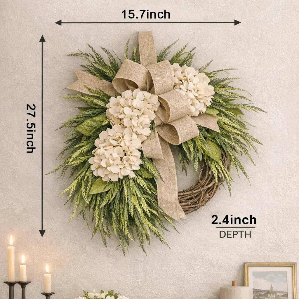 🌸 Handcrafted Hydrangea Rattan Wreath 🔥