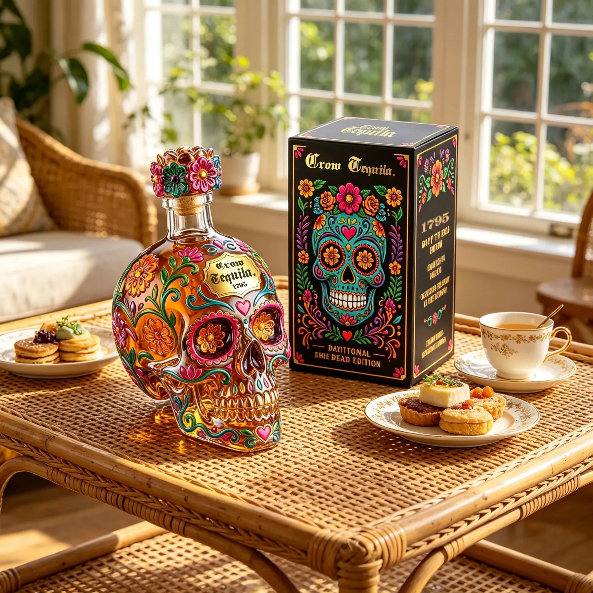 🔥Day of the Dead Limited Edition Tequila Bottle & Goblet – Limited Edition Art Glass