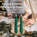 Remote-Controlled Real-Wax Christmas Tree Candles – 2-Piece Set