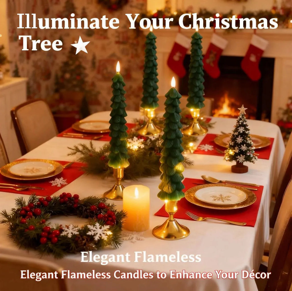 🎄 Flameless Christmas Tree Candles – Elegant, Safe & Magical Holiday Lighting