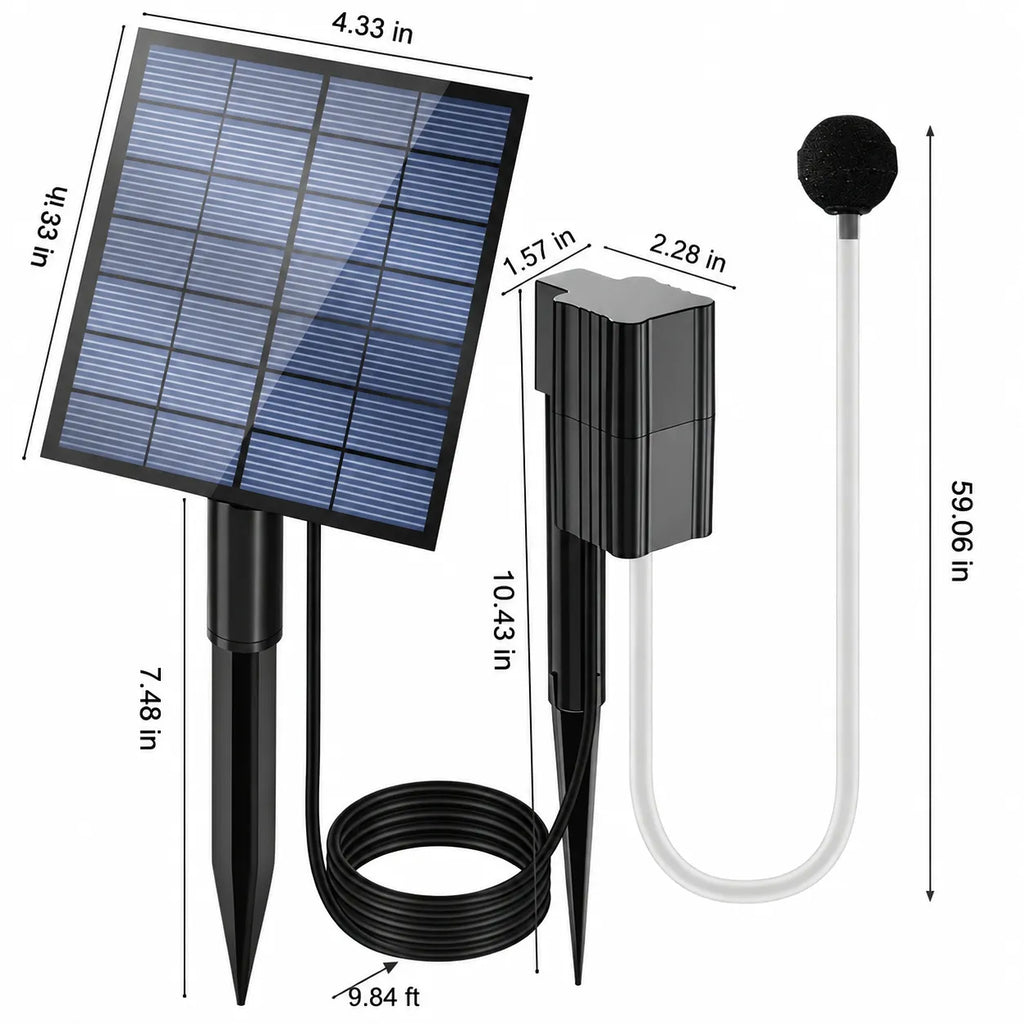 ☀️ Solar Powered Pond Aerator Pump (2.5W Direct Drive)