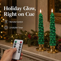 Remote-Controlled Real-Wax Christmas Tree Candles – 2-Piece Set