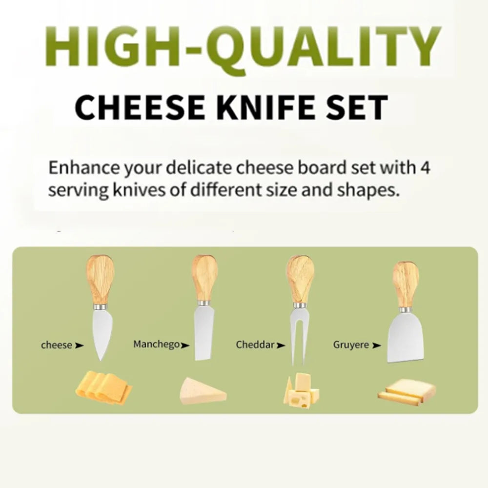 🍷 Large Bamboo Charcuterie Board Set - 3-Piece Round Wooden Cheese Tray for Cheese, Crackers, and Snacks