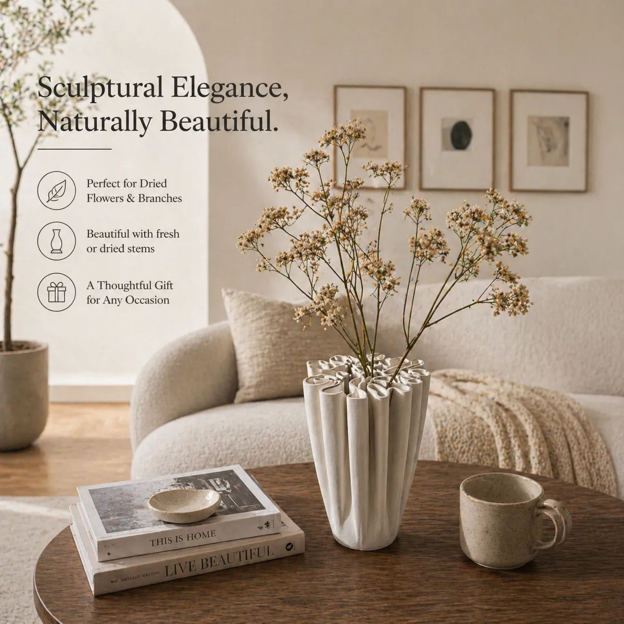 🌸 Sculptural Elegance: Hand-Fired Ceramic Vase for Beautiful Floral Art