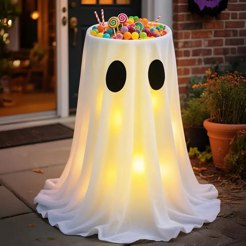 Adjustable Light-Up Ghost Candy Bowl Stand for Halloween