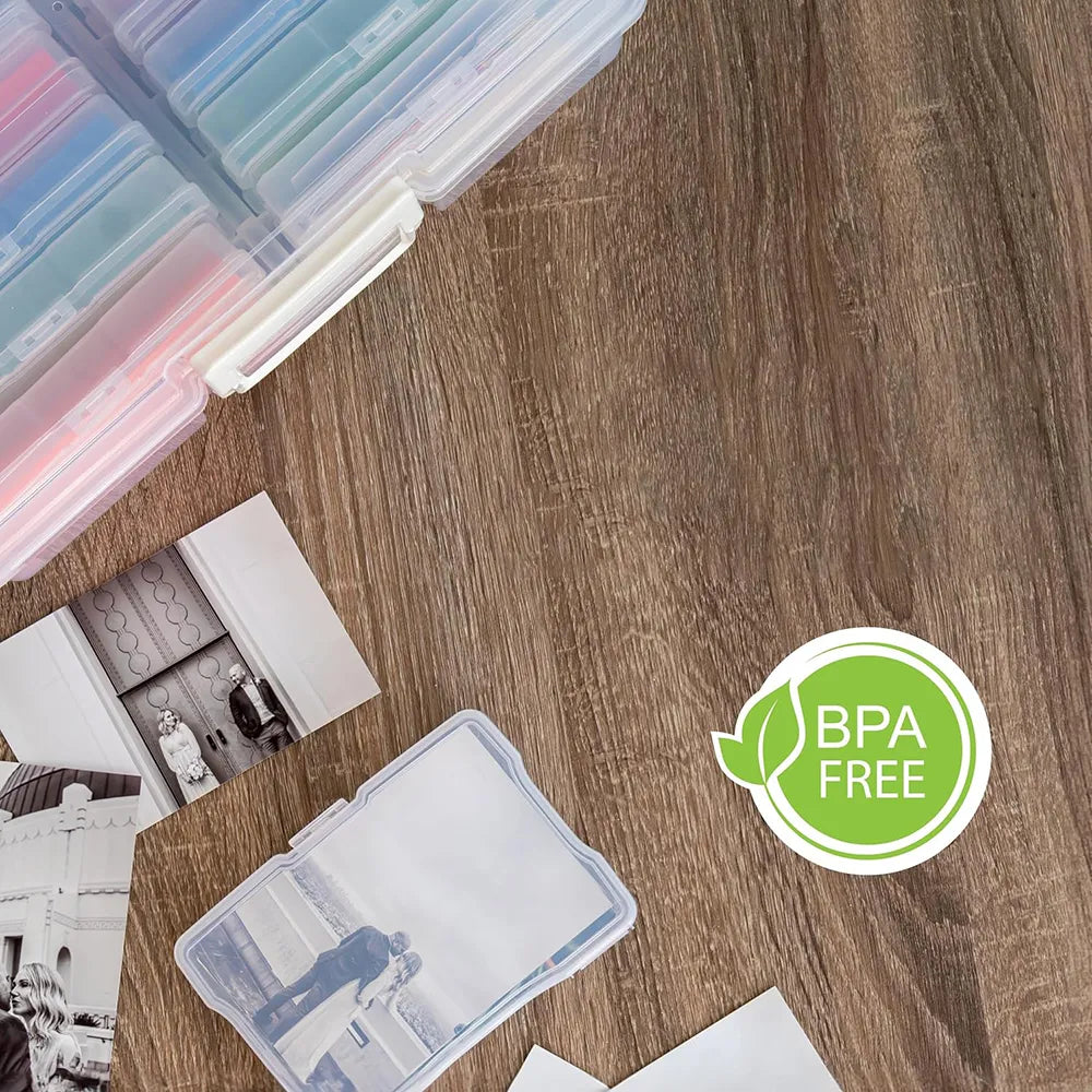 📸Portable Photo Organizer & Craft Storage Box with 16 Clear Cases