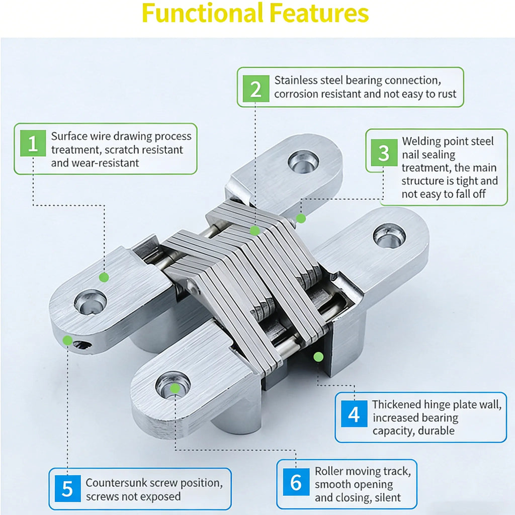🔩Concealed Cross Hinges for Invisible Doors, Folding Doors, and Folding Screens