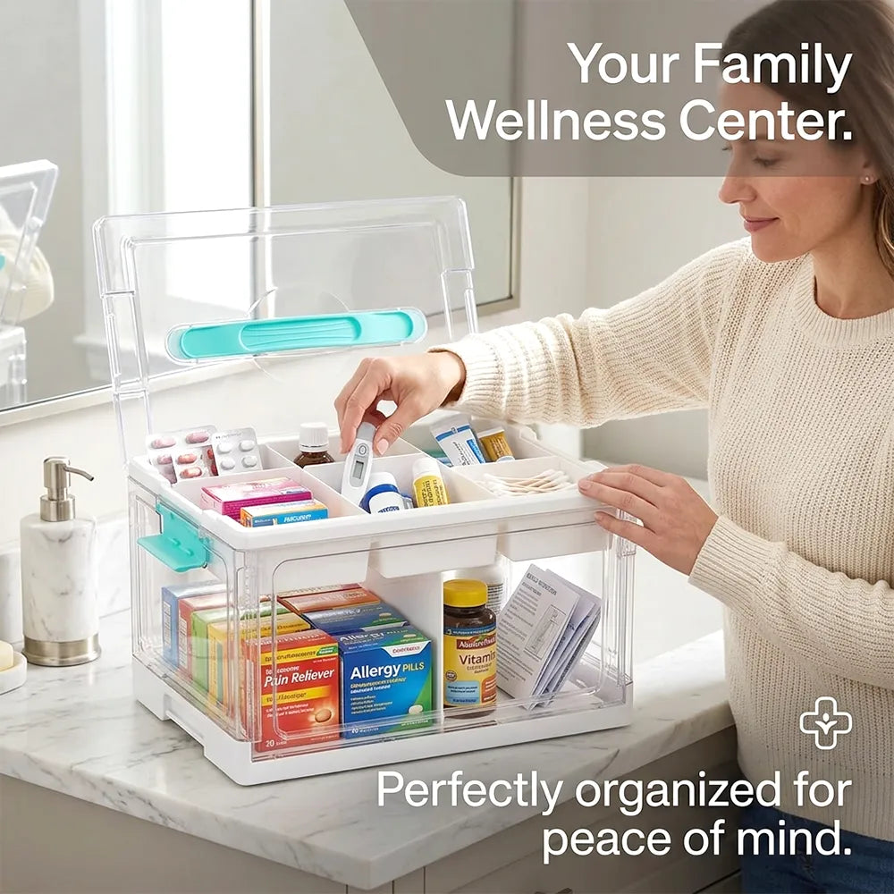 🎨 Transparent Craft Storage Organizer Box with Removable Tray & Dividers