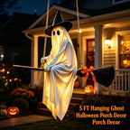 Light-Up Flying Broom Ghost Halloween Decoration