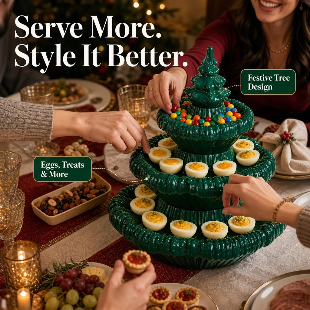 Festive 3-Tier Christmas Tree Serving Platter