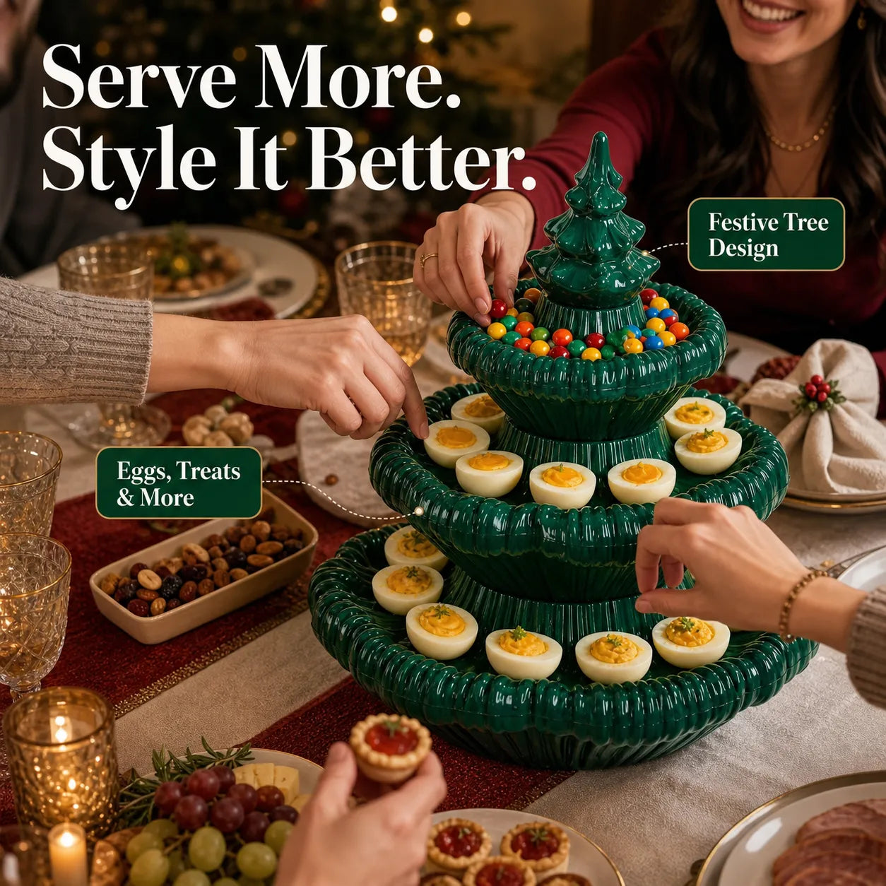 Festive 3-Tier Christmas Tree Serving Platter