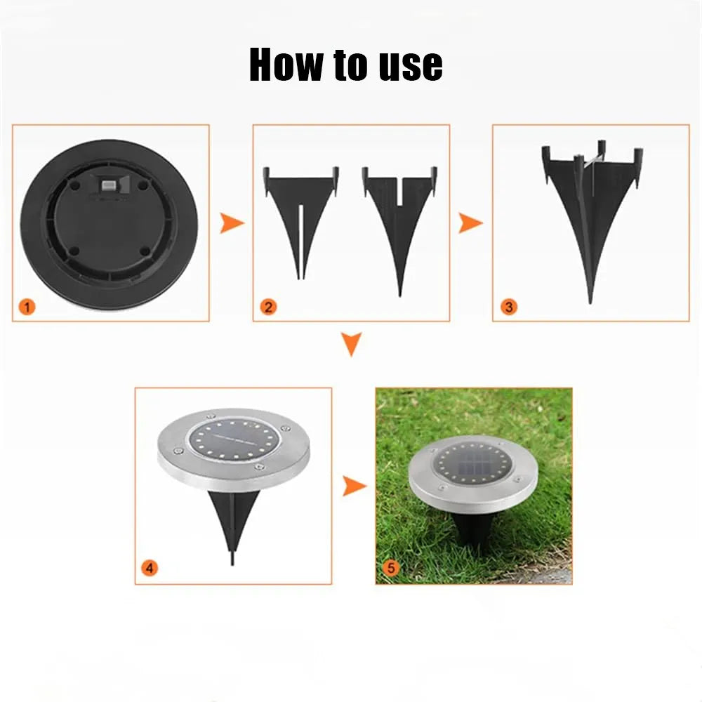 🌙 Solar Ground Lights – 8 LED Outdoor Disk Lights