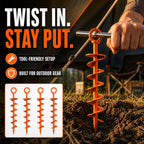 Heavy-Duty Full-Spiral Ground Anchor Screws — 4-Piece Set