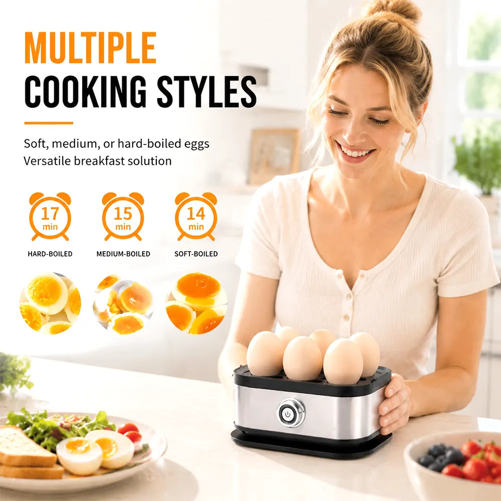 🥚 Fast 6-Egg Cooker – Quick Breakfast Egg Boiler & Steamer