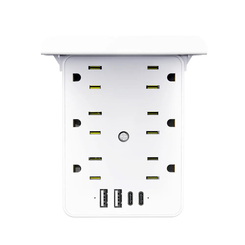 ⚡Multi-Functional Wall Outlet Extender with Shelf – 6 AC Outlets & 4 USB Charging Ports