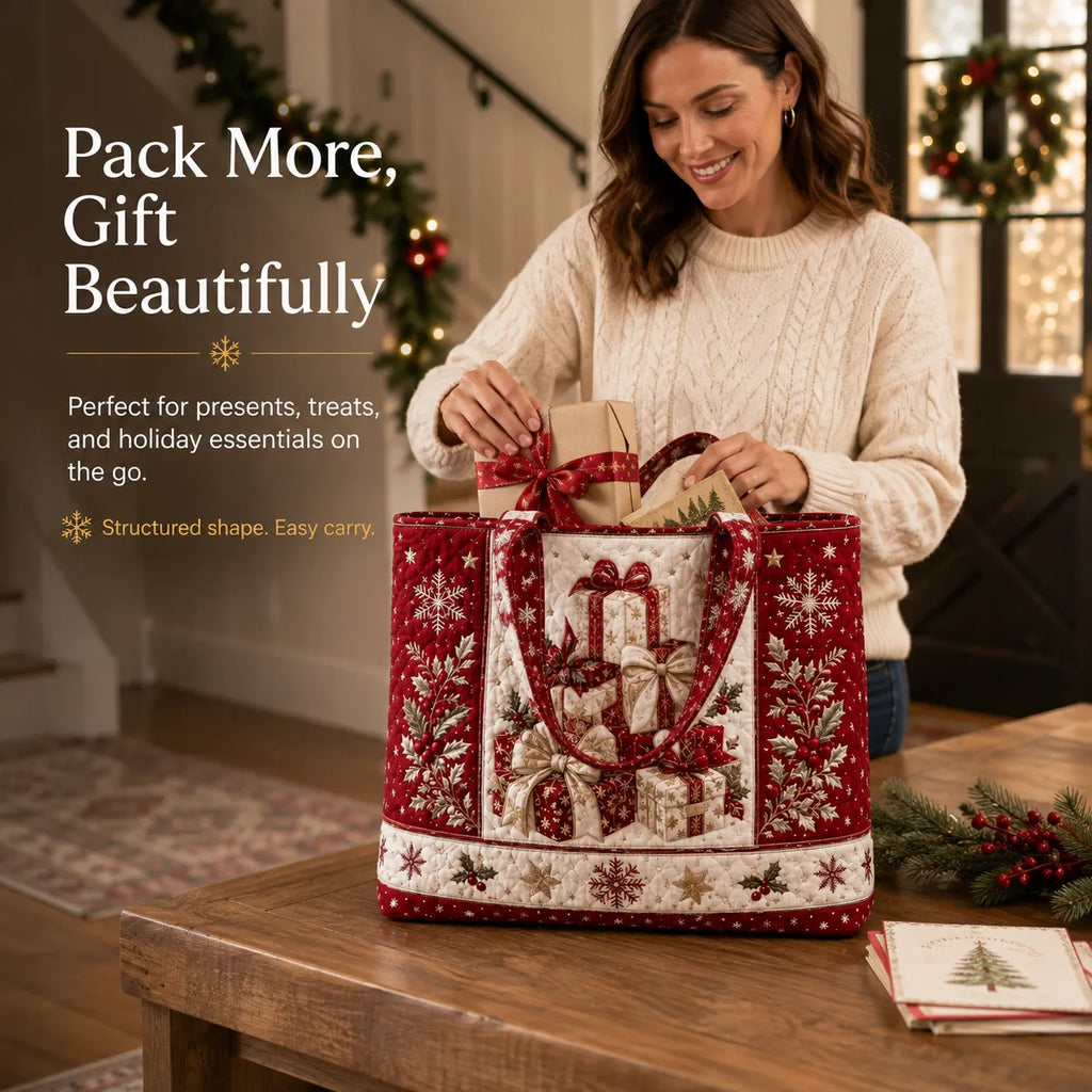 Quilted Christmas Tote Bag