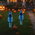 2-Piece Creepy Ghost Girl Garden Stakes for Halloween - Flat, Single-Sided Print