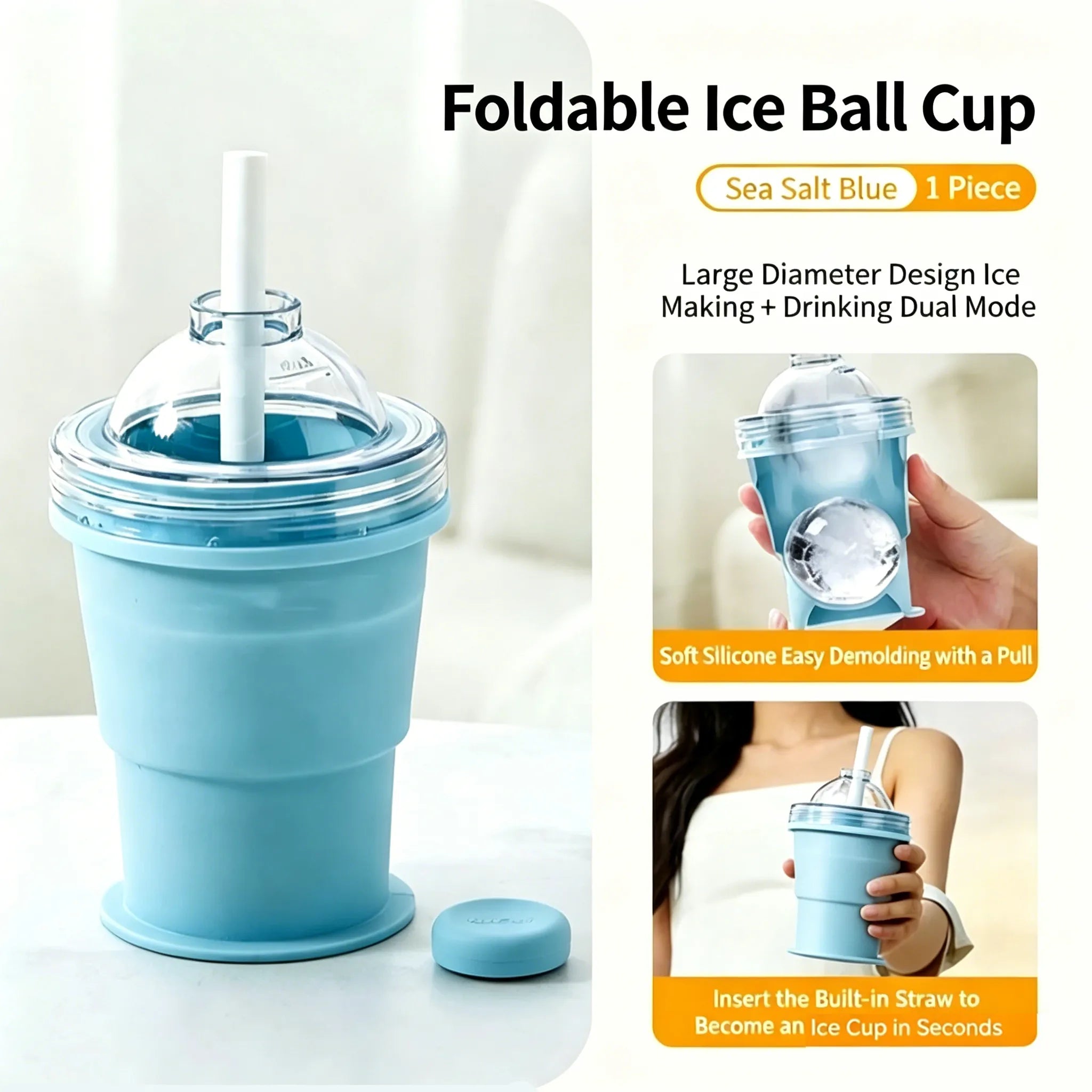 🧊 Foldable Silicone Ice Ball Drink Cup NEW!