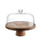 🍰 Acacia Wood Cake Stand with Dome Lid
