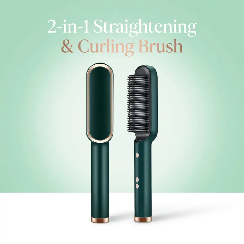 ✨ 2-In-1 Negative Ion Hair Straightener Brush