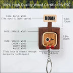 🏡 Home Tag Keychain Set — Solid Wood Key Holder & Wall Mount Hook