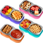 🥗 Double-Compartment Stainless Steel Snack Containers (Pack of 4)