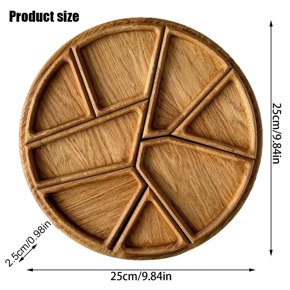 🌿 Divided Wooden Serving Tray with Removable Dividers
