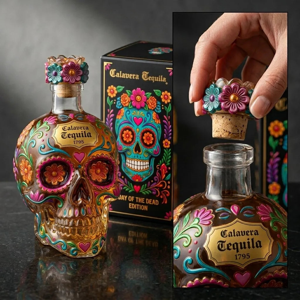 🔥Day of the Dead Limited Edition Tequila Bottle & Goblet – Limited Edition Art Glass