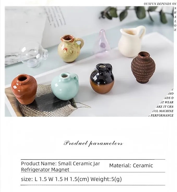 Creative Mini Ceramic Vase Magnets (Set of 8)