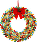 Multicolor Lighted Christmas Bulb Wreath