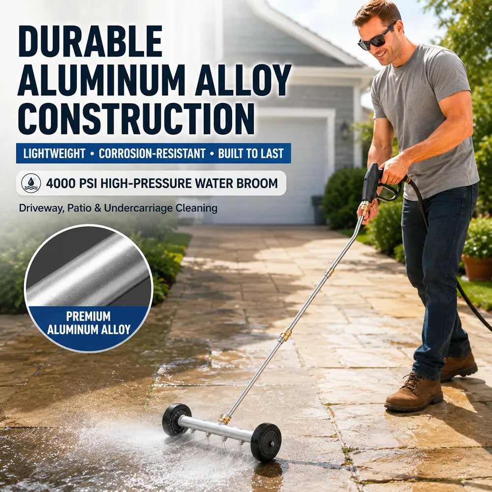 🚿4000 PSI High-Pressure Water Broom – Driveway, Patio & Undercarriage Cleaning Brush