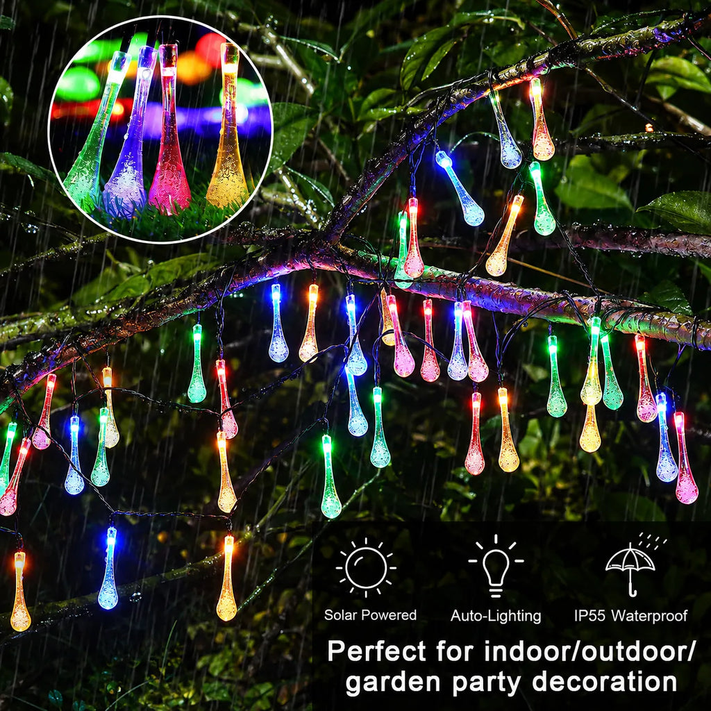 Solar Teardrop Bubble String Lights - 16.4 ft, 20 Multicolor Lights