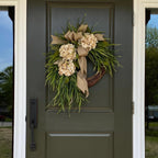 🌸 Handcrafted Hydrangea Rattan Wreath 🔥