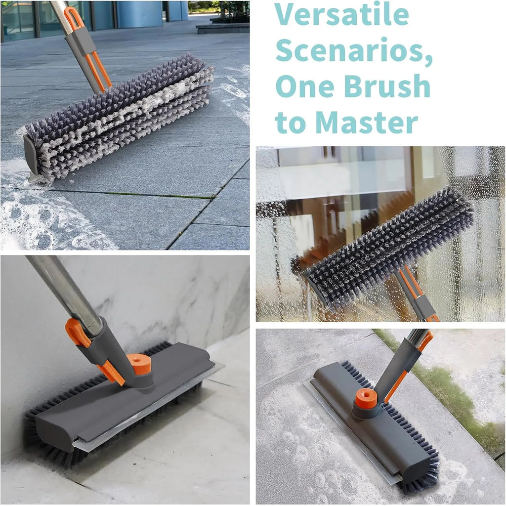 3-in-1 Rotating Floor Scrub Brush with Squeegee