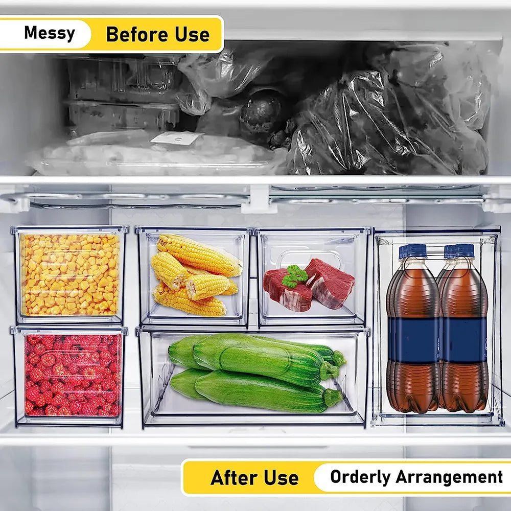 7-1Pack Stackable Refrigerator & Pantry Organizer Bins
