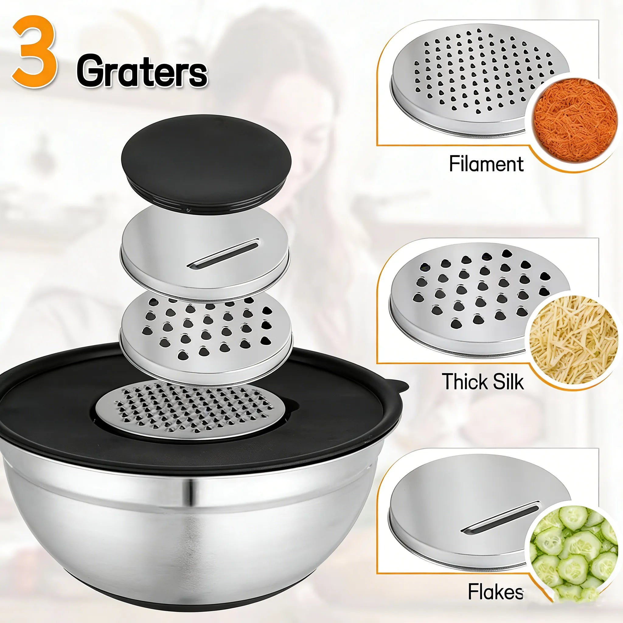 🥗 Gluten Grater with Lid and Salad Bowl Set