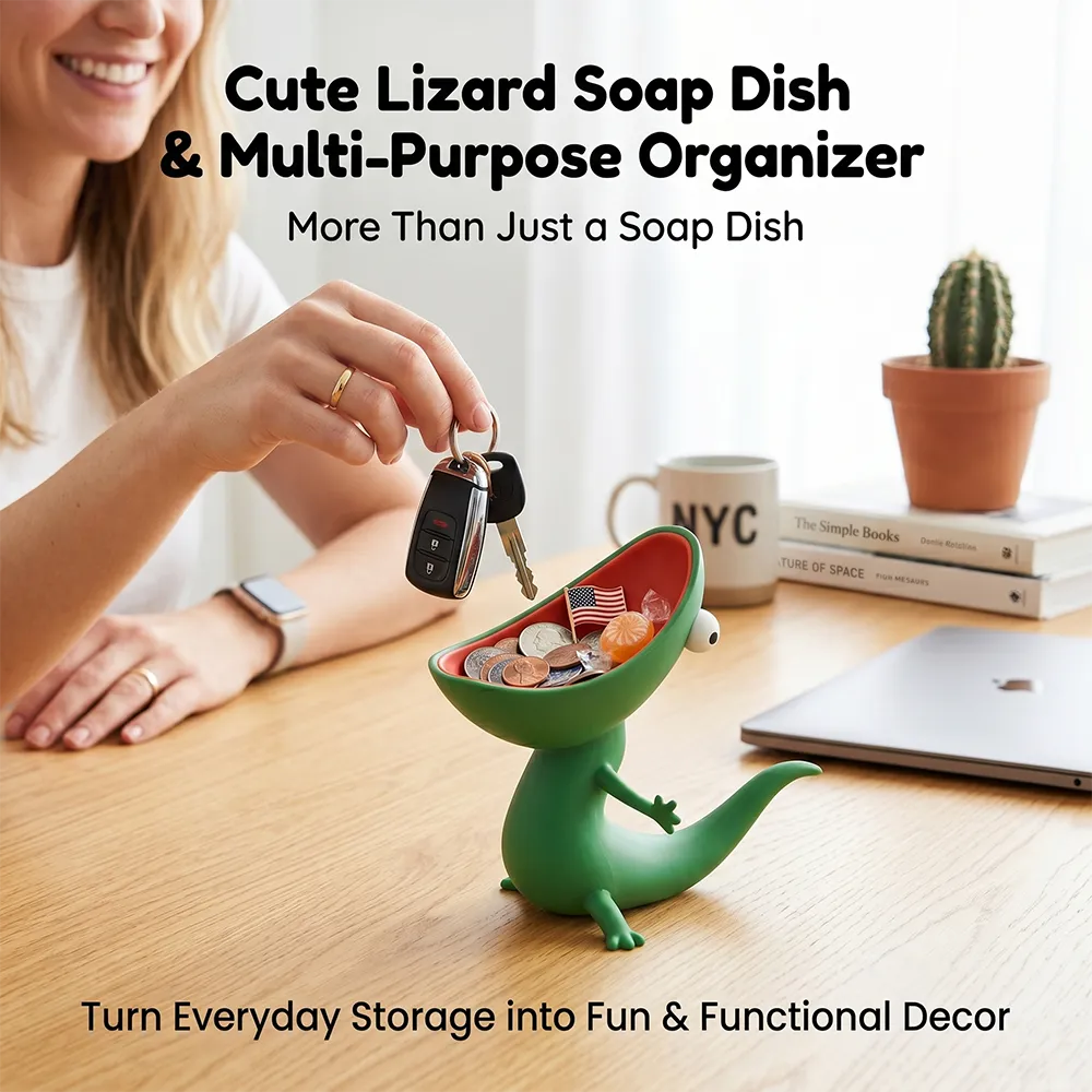 🦎 Cute Lizard Soap Dish & Multi-Purpose Organizer