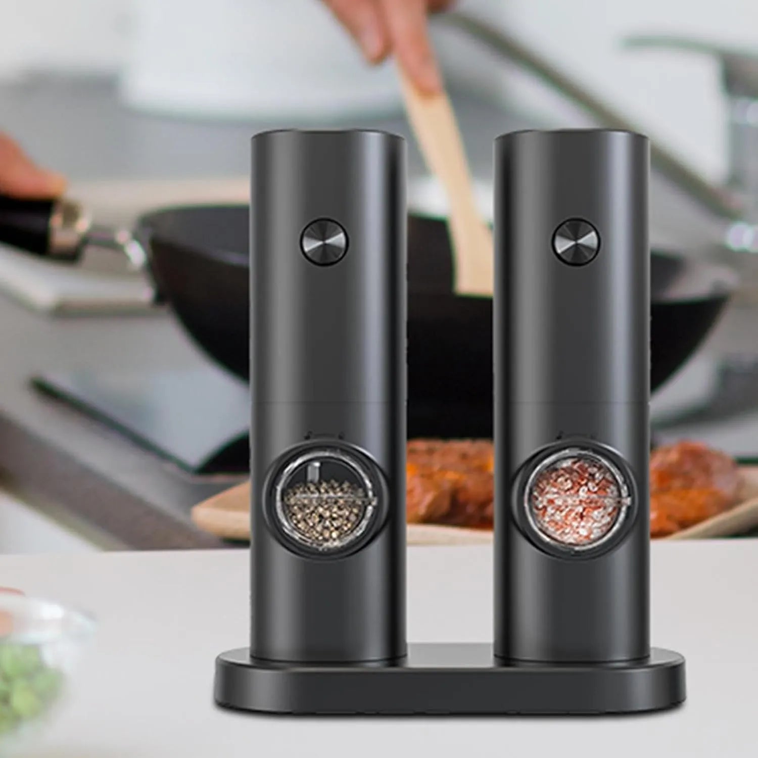 One-Touch Seasoning Masters: Electric Salt and Pepper Mill Set