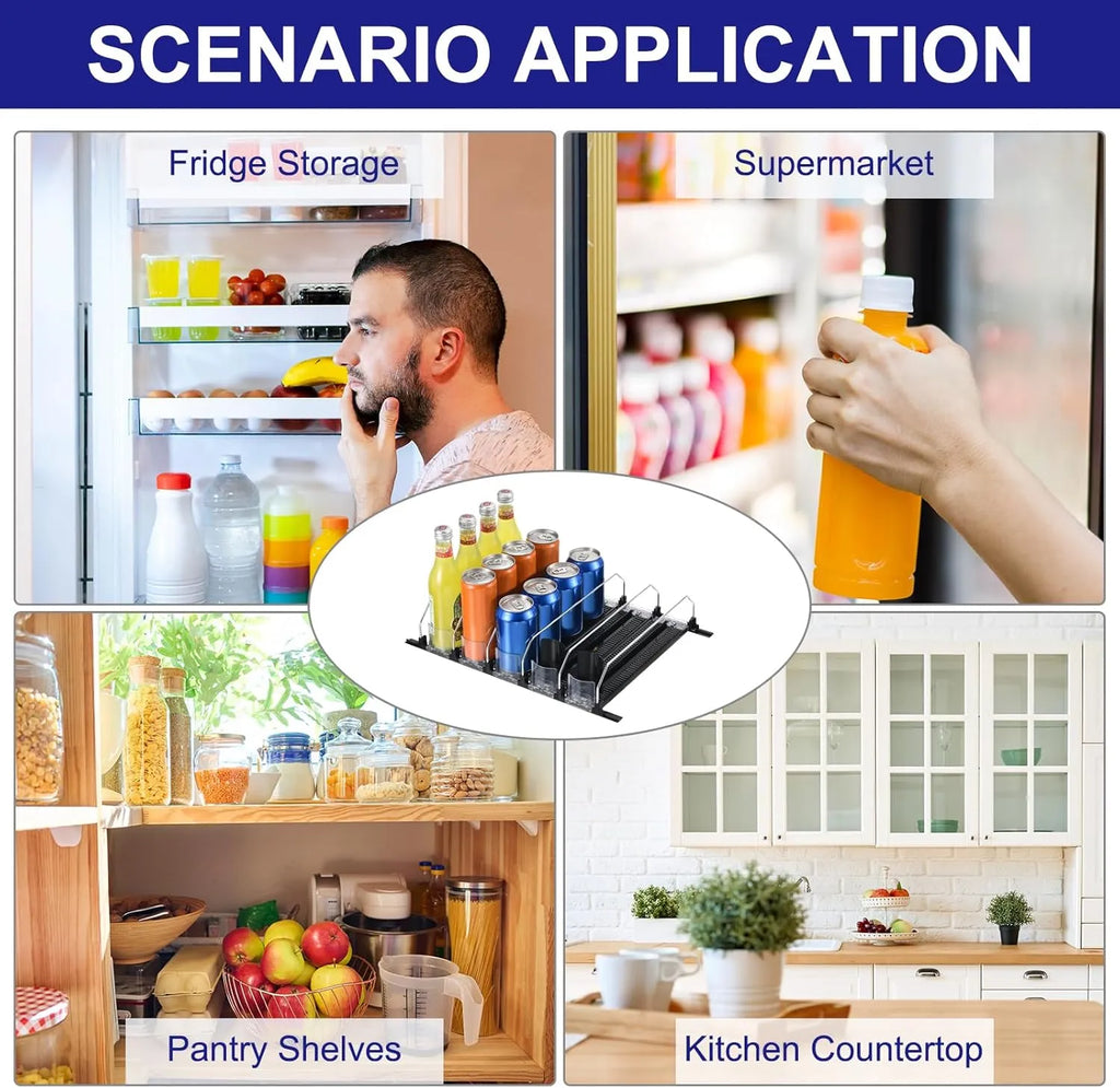 🥤 Self-Pushing Drink Dispenser-Soda Can Organizer
