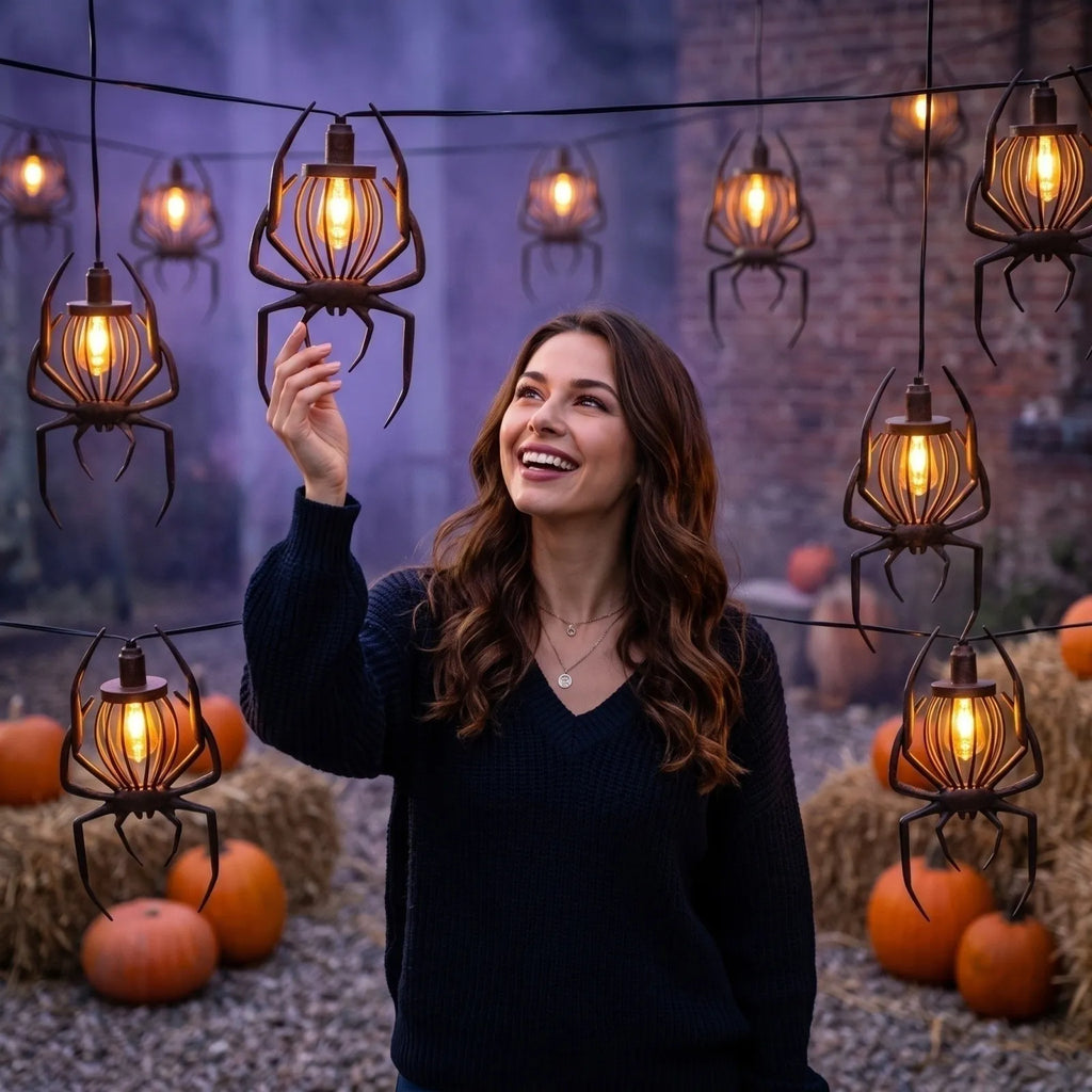 Haunting Glow Spider or Bat Halloween String Lights – Set of 5