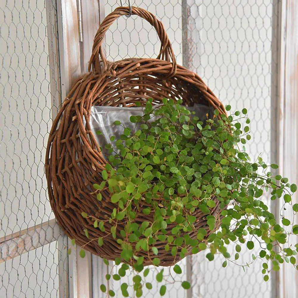 🌿 Hand-Woven Hanging Willow Basket – Natural Wall Planter & Decorative Storage