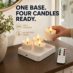 Rechargeable Flameless Candle Set with Charging Base & Remote