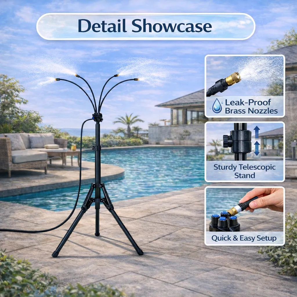 🌡 Portable Misting System – Cools by 20°F, No Electricity Needed 💧